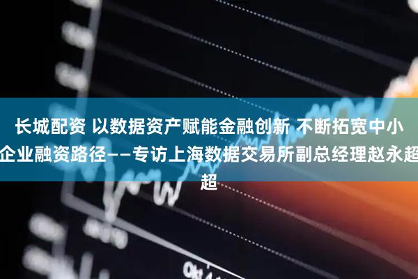 长城配资 以数据资产赋能金融创新 不断拓宽中小企业融资路径——专访上海数据交易所副总经理赵永超