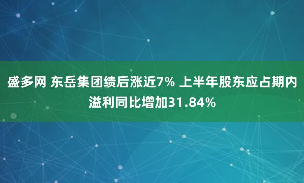 盛多网 东岳集团绩后涨近7% 上半年股东应占期内溢利同比增加31.84%